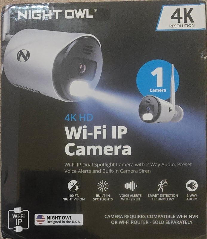Night Owl Wi-Fi IP 4K HD Indoor/Outdoor Dual Spotlight Camera with 2-Way Audio