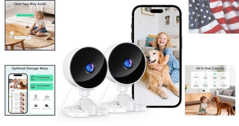 Smart Baby Monitor & Pet Camera with Night Vision and Alexa Integration - 2-Pack gallery