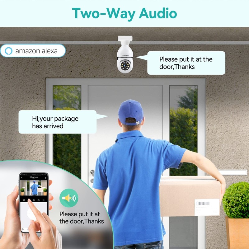 2K 3MP Light Bulb Security Camera, 5G & 2.4GHz WiFi, 360° Outdoor IP Camera, Mot gallery