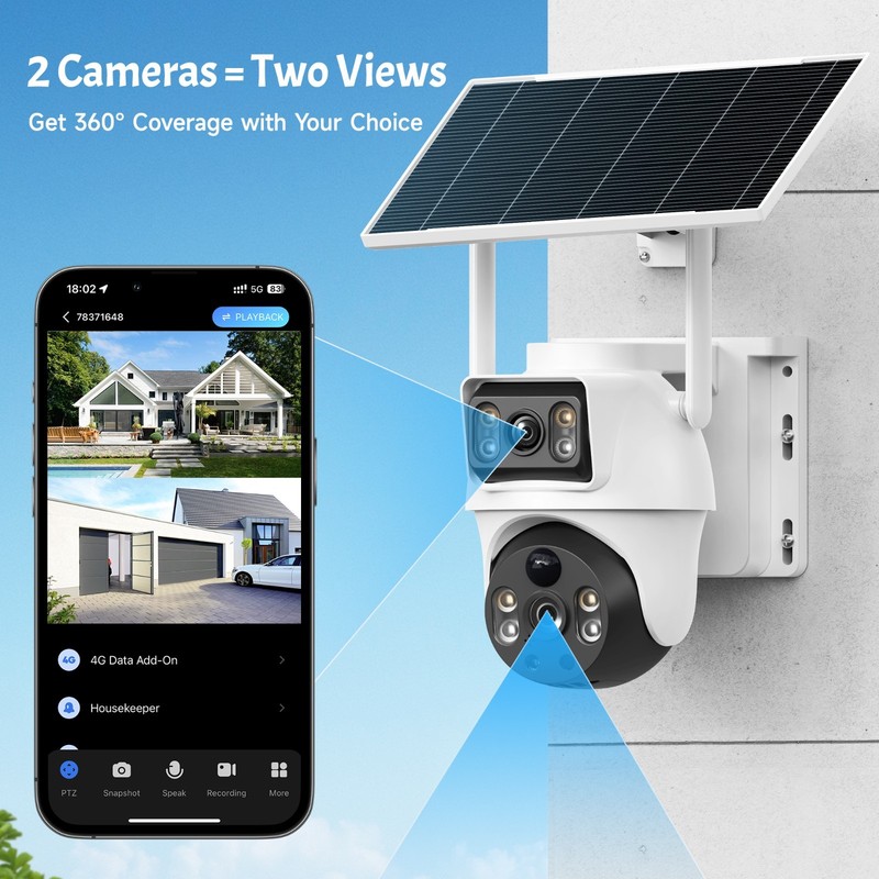 XIAOWV 4G LTE Cellular 8MP Solar Safety Surveillance Camera With Solar Panel gallery