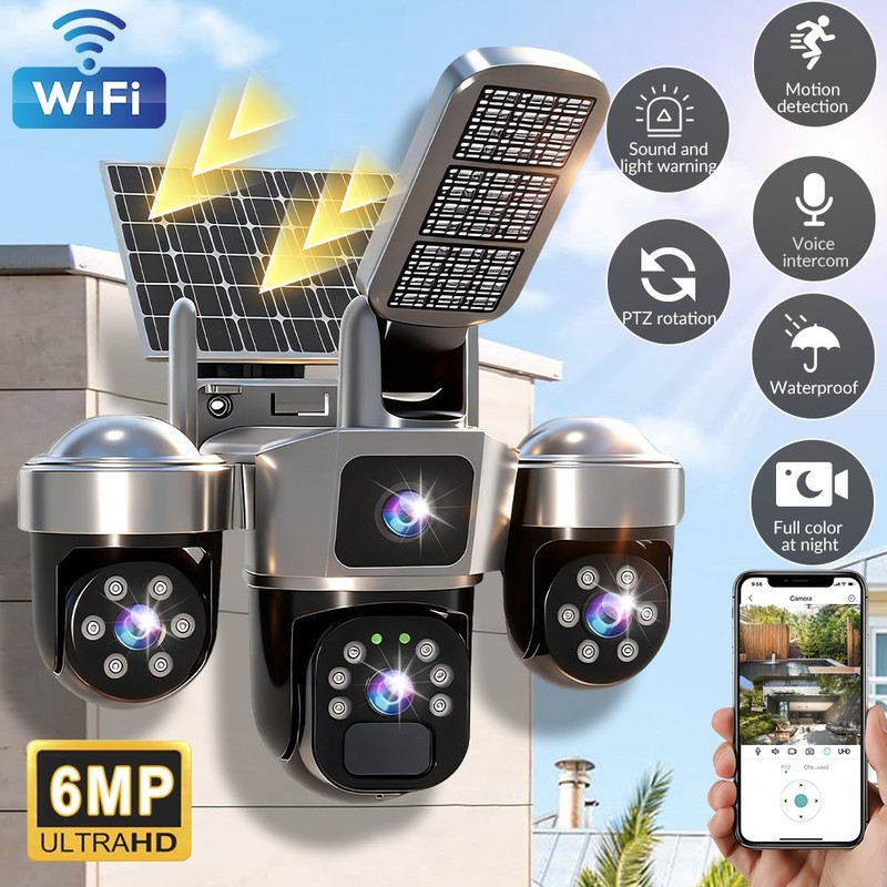 Wireless Solar Battery Powered WiFi Home Security Camera System Pan/Tilt Outdoor gallery