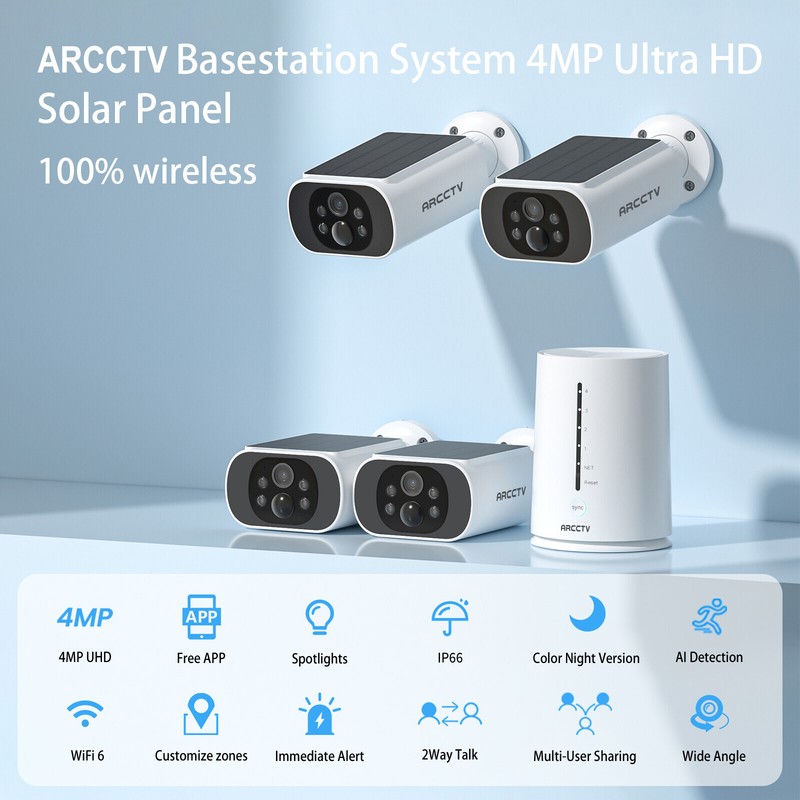 ARCCTV Solar Battery Power Security Camera Wireless System Outdoor WiFi IP CCTV gallery