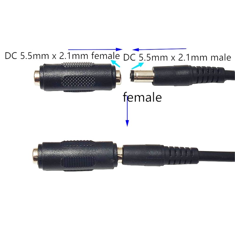 SHANFEILU DC 5.5mm x 2.1mm Female to Power Jack Connector Black gallery