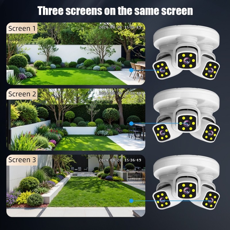 Wireless Outdoor Security Cameras Tri Lens 2-Way Talk Night Vision Surveillance gallery