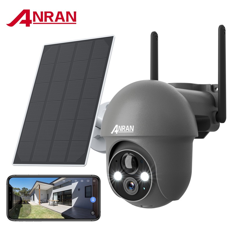Wireless Solar Security Camera Outdoor 360° Smart Siren Spotlights 2-Way Talk