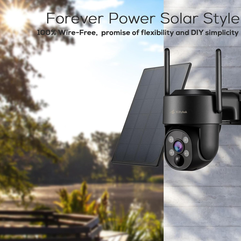 4Pcs 2K Solar Wireless Security Cameras, 5G/2.4G WiFi, Human Detection, NVR gallery