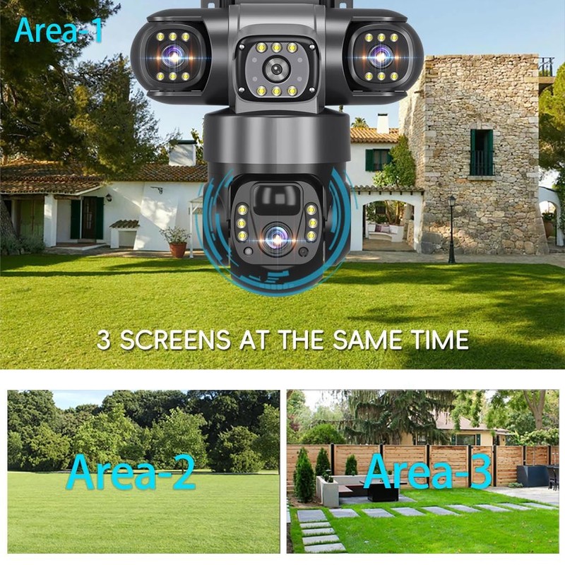 4G Solar Camera 3 Lens 3 Screens Night Vision Intercom Mobile Tracking IP Camera gallery