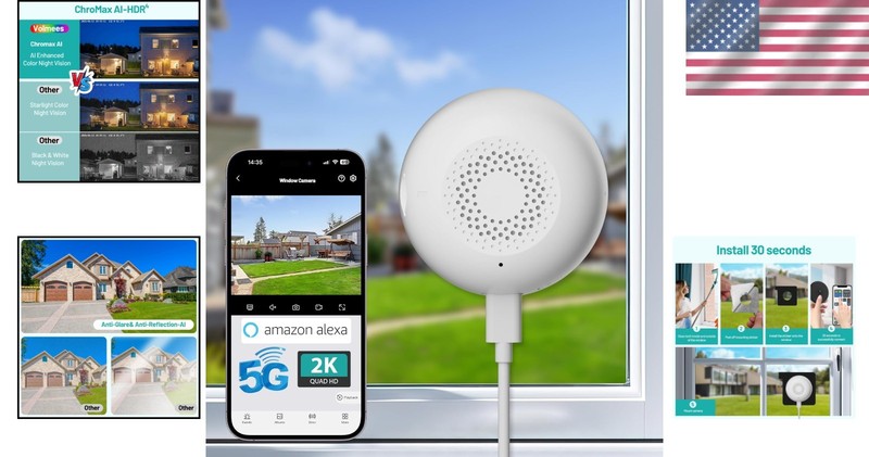 2K Window Camera with Full Color Night Vision & Alexa Support - Home Security gallery