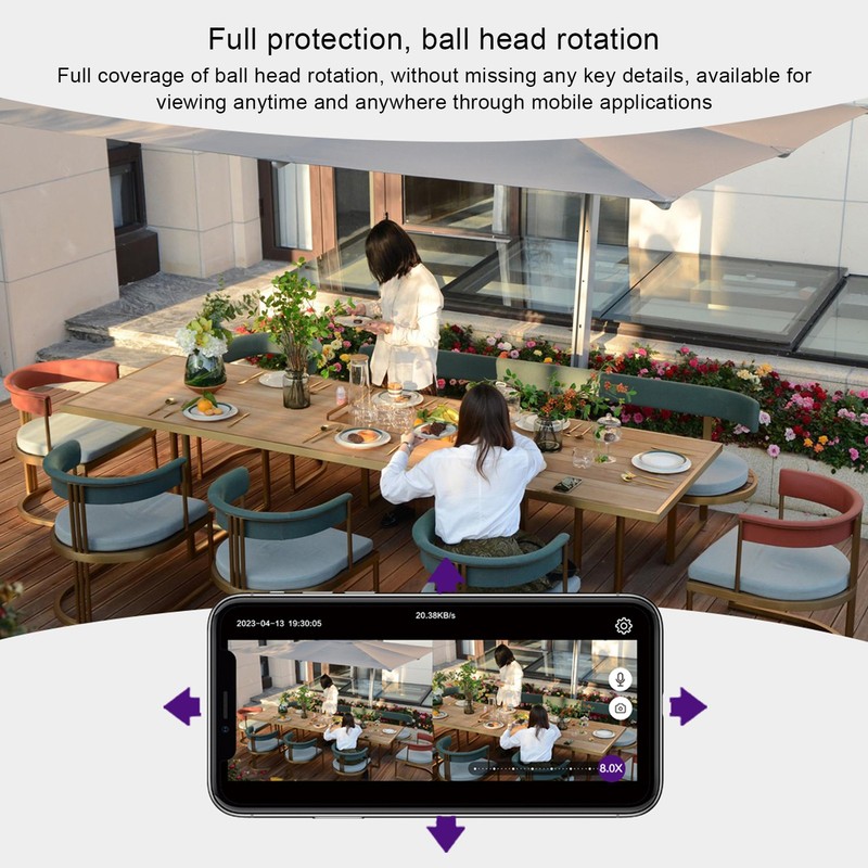 9MP Outdoor Security Camera 6K WiFi Camera Ball Head With 3 Lens Motion gallery
