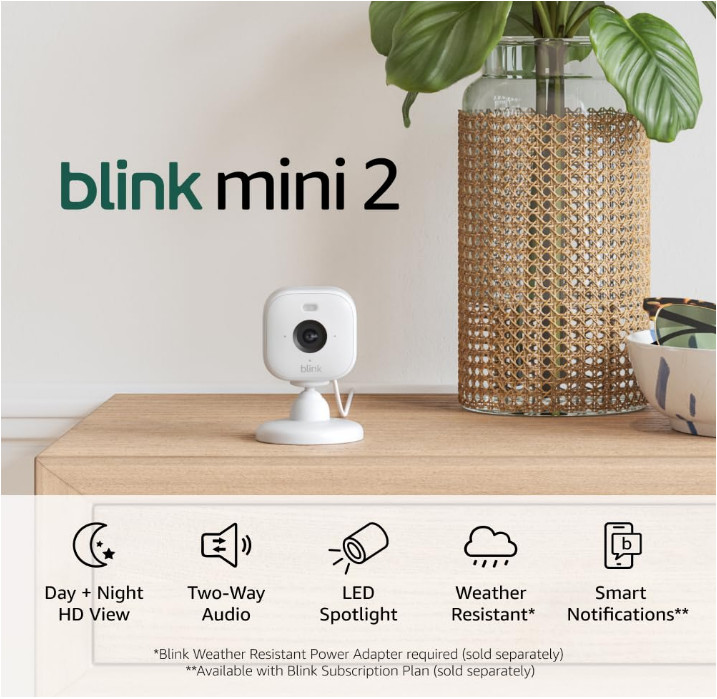 Blink Mini 2 Smart Security Camera – HD Night View, Motion Detection, Alexa gallery