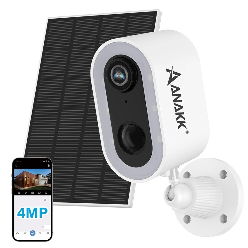 4MP Home Security Camera System Solar Panel Wireless Outdoor Audio Color Vision