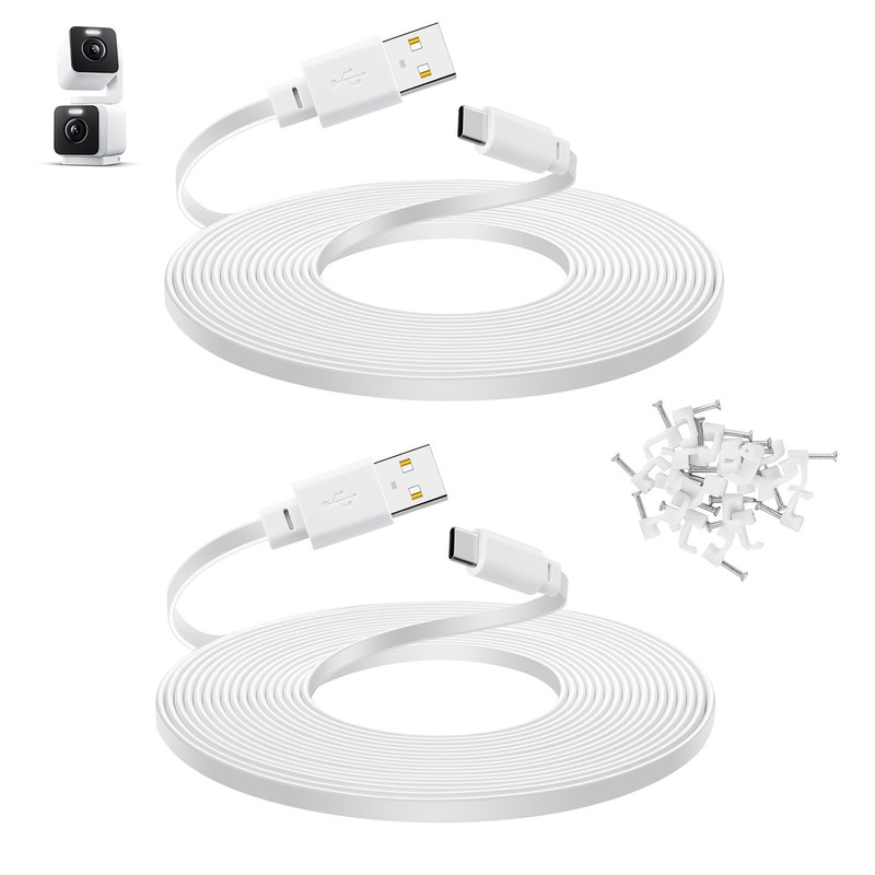 2-Pack 30 ft Cable for WYZE Duo Cam Pan Camera, Long Flat Power Extension Cor…