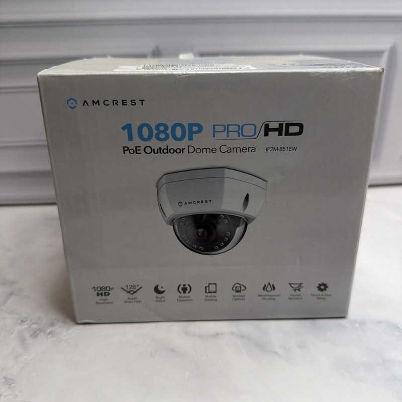 Amcrest IP2M-851EW 1080P ProHD PoE Outdoor Dome IP Security Camera Open Box