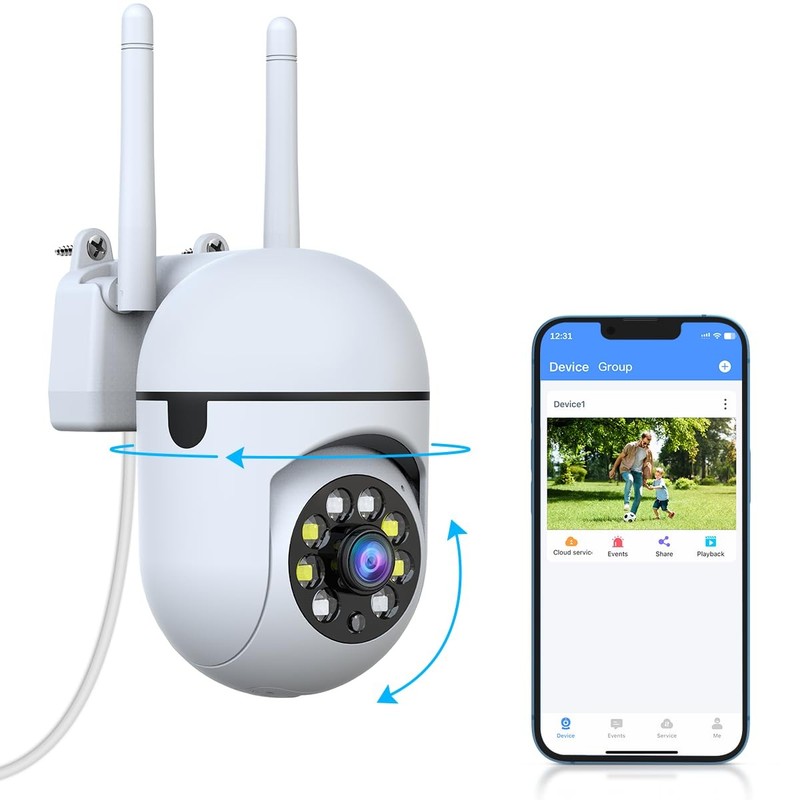 3MP Wireless Outdoor Security Camera WiFi Video Surveillance 360 View Night V…