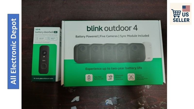 New Blink Outdoor 4 Battery Powered 5 Cameras System w/ Sync Module Doorbell 2K