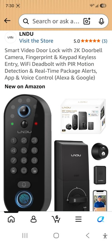 LNDU Smart Keyless Entry Door Lock DL100 Smart Lock (Alexa & Google)