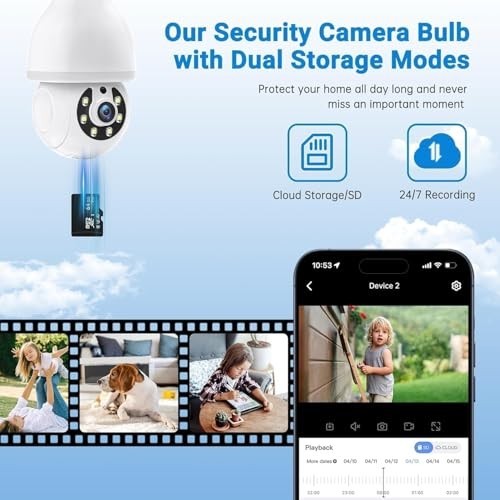 Wireless Light Bulb Security Camera - 5G & 2.4GHz, Motion Detection, Night Visio gallery