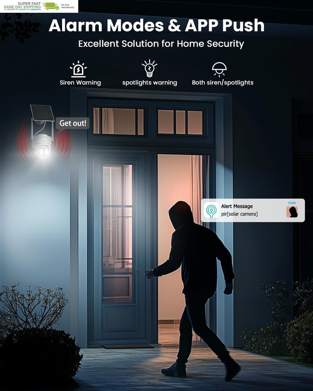 Solar Security Cameras Wireless Outdoor, IP66 Weatherproof | 360°PTZ, Color Nig gallery