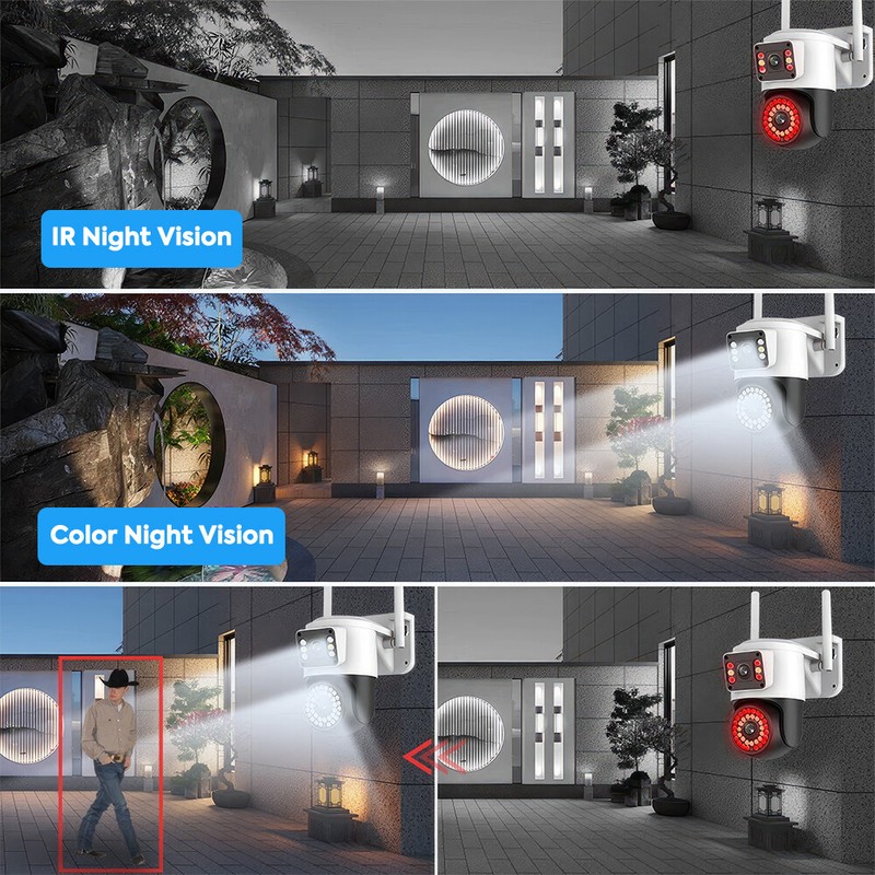 Dual Lens HD 4K WiFi IP Camera Wireless Outdoor CCTV PTZ Home Security IR Cam gallery