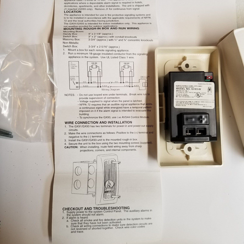 GENTEX GX93 White 12/24 VDC Remote Audible Signaling Appliance lot of 8 gallery