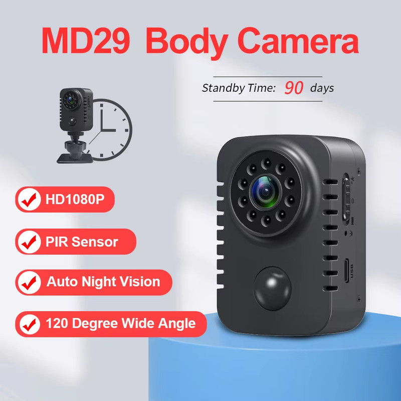 1080P Mini Body Camera with Night Vision and Motion Detection for Security Use