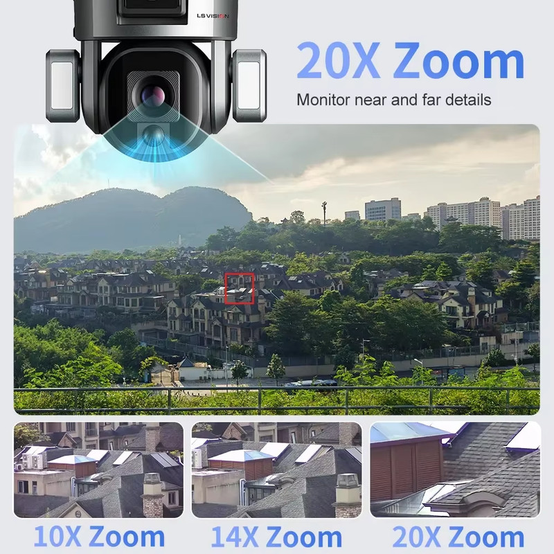 20X Zoom 4K 4G SIM Solar Camera Outdoor Wifi Surveillance Cameras 8MP Dual Scree gallery