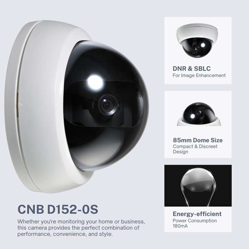 CNB D152-0S Analog Indoor Dome Security Camera CCTV CCD 3.8mm Fixed Lens 600TVL gallery