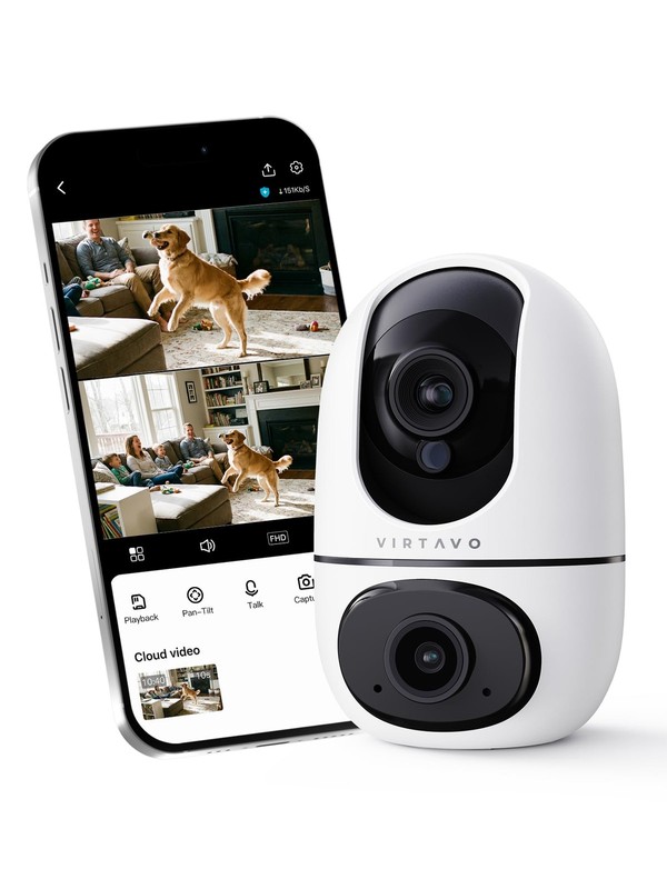XD1 Indoor Security WiFi Camera, No Subscription Required, Dual-Lens 360° PTZ…
