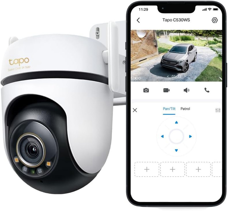 Tapo 3K 5MP Outdoor Pan/Tilt Security Wi-Fi Camera – 360° View, Free Person/Vehi