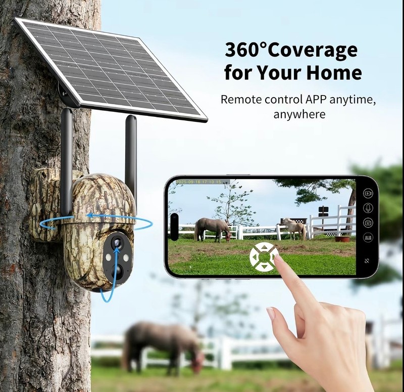 4G LTE Solar Powered Pan Tilt Security Camera 2K Camouflage PTZ Battery New gallery