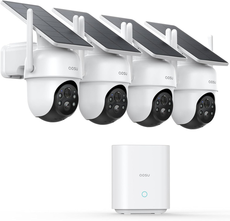 Security Cameras Outdoor Wireless, 4 Cam-Kit, No Subscription Required, Solar-Po