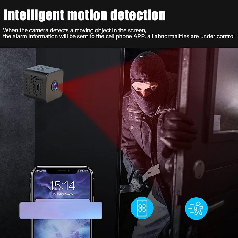 Mini WiFi Camera, HD 1080P Magnetic Mount for Home Office APP Control gallery