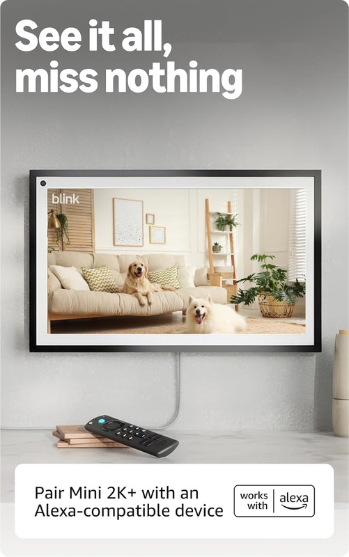 Blink Mini 2K+ (newest model) – Plug-in Home & Pet Indoor Security Camera with 2 gallery