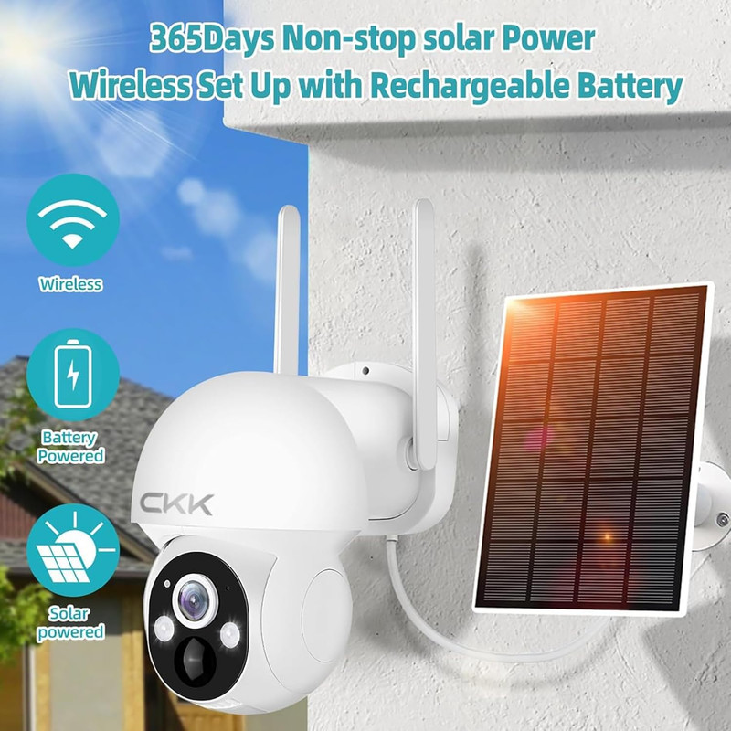 3K Wireless Outdoor Solar Security Camera with 360° PTZ & Night Vision gallery