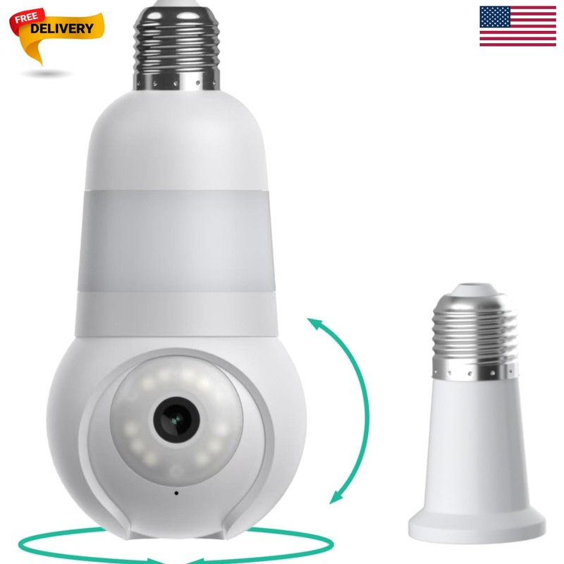 Luna Light Bulb Security Cameras Wireless Outdoor Indoor, 360° Pan Tilt, Colo…