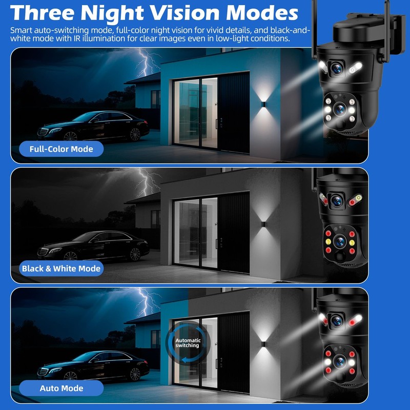 3K Solar Security Camera Wireless,270°Pan 90°Tilt Auto Tracking,WiFi Cam,PIR&... gallery