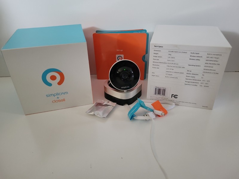 Simplicam + Closeli Indoor Security Camera 720p With Wall Mount & Power Supply