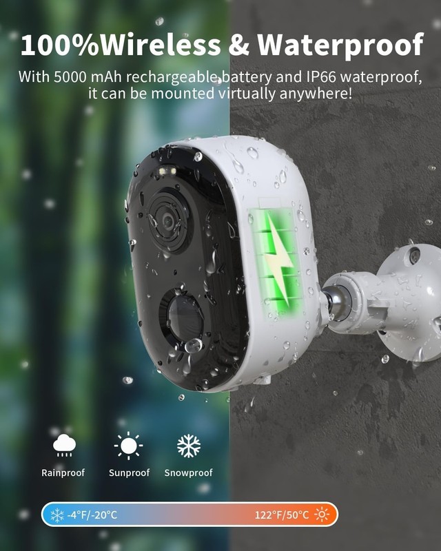 Security Cameras Wireless Outdoor, Battery Powered 2k Color Night Vision, AI ... gallery