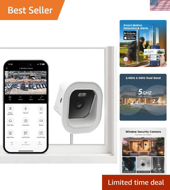 Compact Window-Mounted Security Camera – Full-Color Night Vision & HD Recording