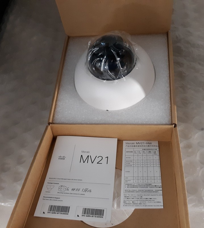 Cisco MV21-HW Cloud Managed Indoor HD Dome Camera NEW OB *UNCLAIMED*