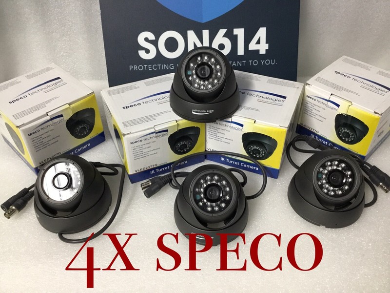 4 Pack Speco VLED23T7G Security Color Cameras W/ 3.6mm 480TVL 24LEDs 65’ Ft NEW!