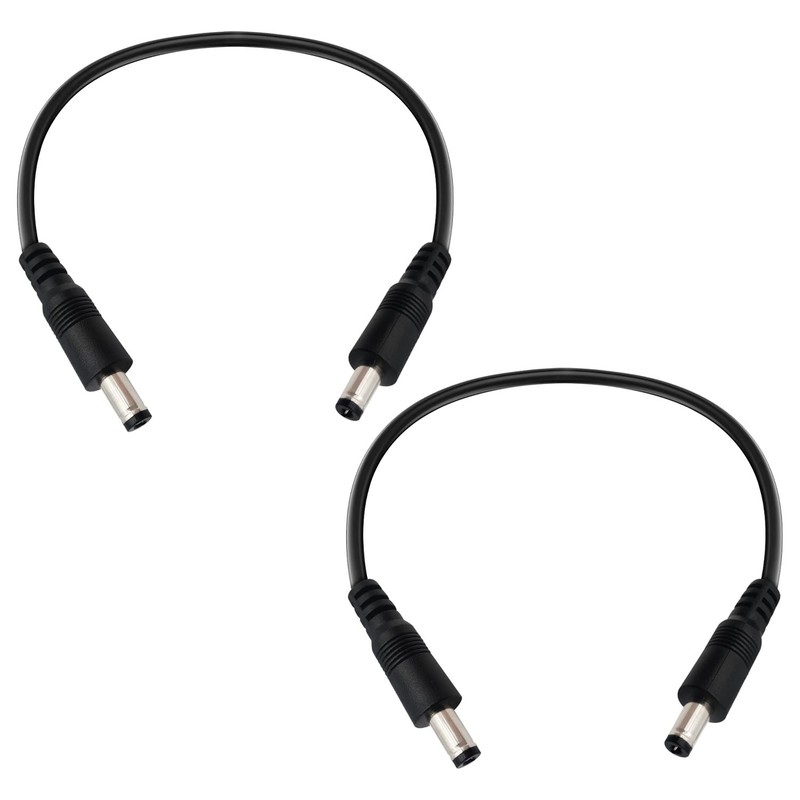 IMIYORE DC5.5x2.1mm 12V Male to Cable 18AWG 1ft, Black 2PCS