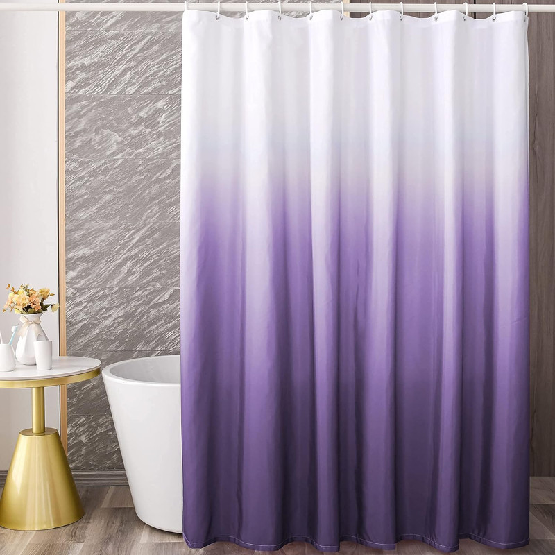 Ombre Dark Purple Shower Curtain Sets for Bathroom Accessories Fabric Polyester
