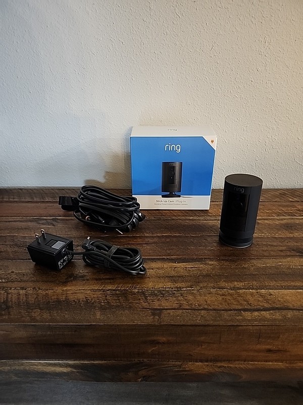 Ring Stick-Up Cam Plug-In Security Camera Black, Indoor/Outdoor