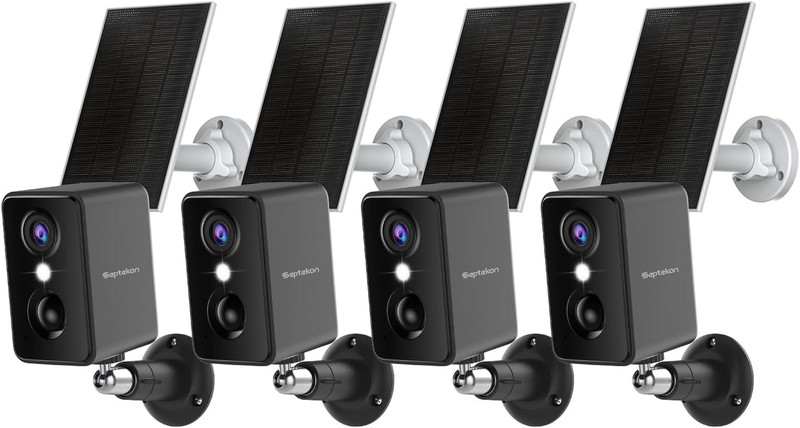 2K Security Cameras Wireless Outdoor 4 Pack, Solar Battery Powered Camera with T