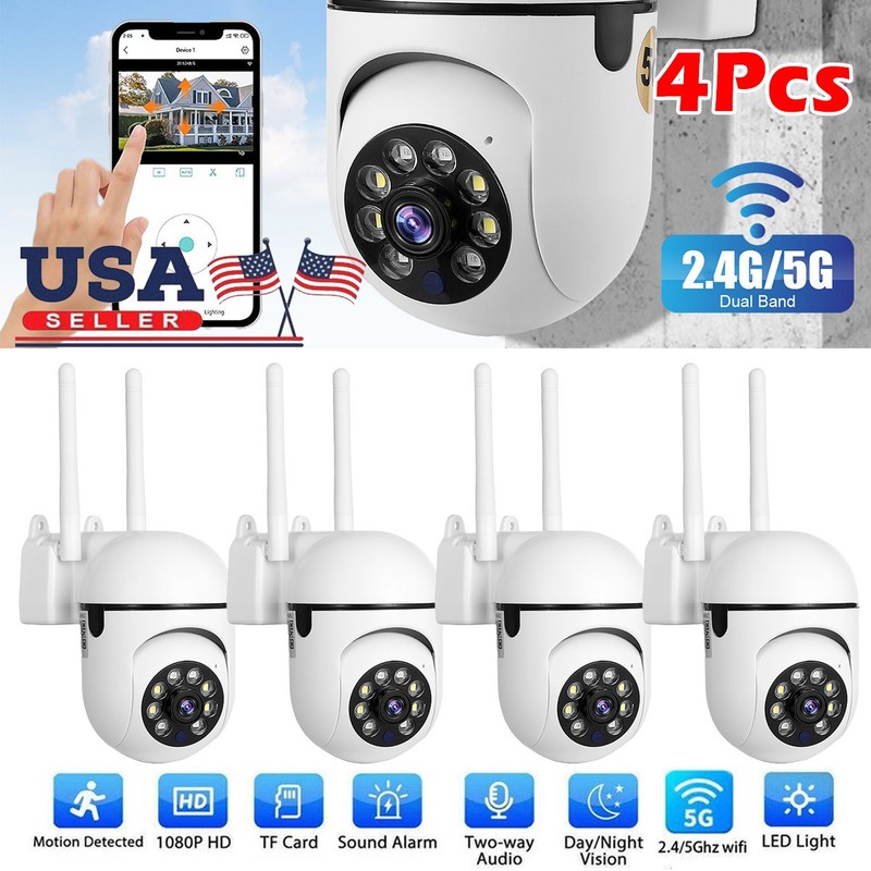 4-Pack Wireless 5G WiFi Security Camera System Smart Outdoor Night Vision 1080P