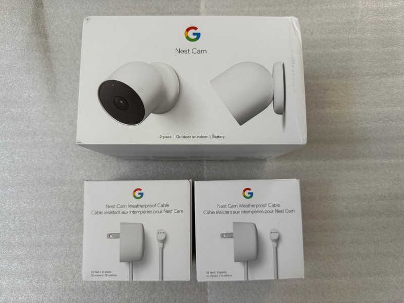 Google Nest Cam Outdoor/Indoor,Battery-2nd Gen & Google Weatherproof Cable, 10m