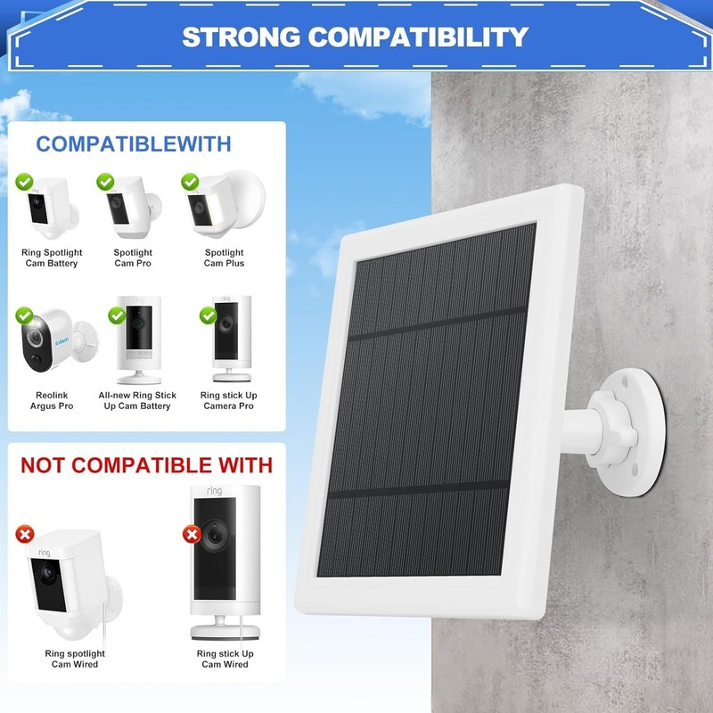 2 Pack - Solar Panel for Ring Security Camera Spotlight Cam Plus/Pro(Battery) St gallery