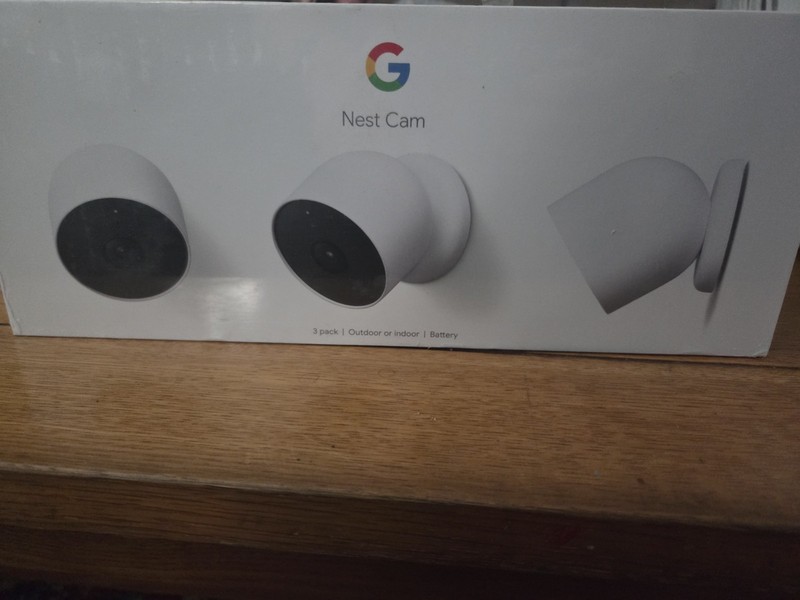 Google Nest Cam 3-Pack Wireless Wi-Fi IP HD Battery + 5W Solar, White/Black gallery
