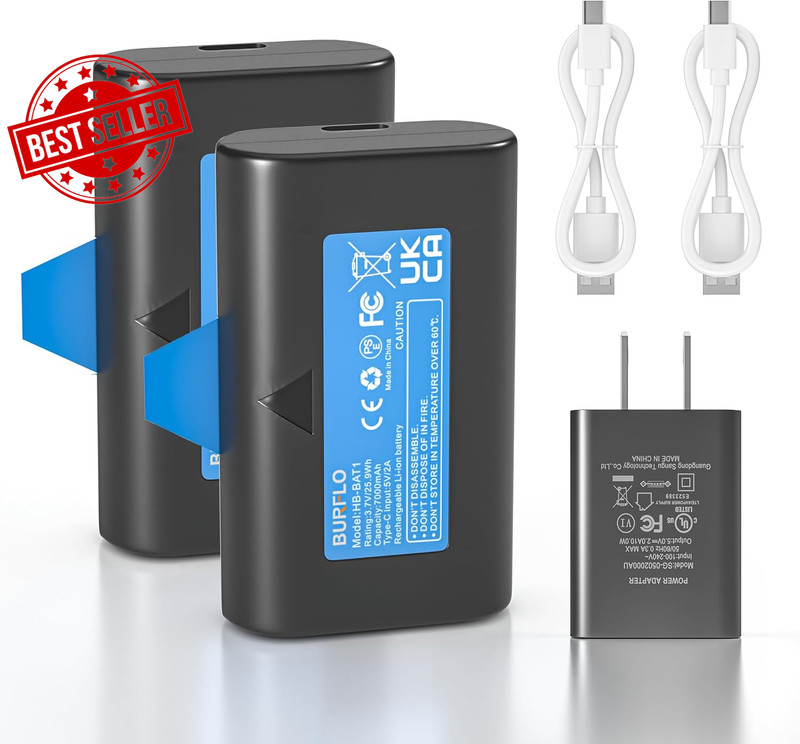 2-Pack Rechargeable Battery Wireless Outdoor Cameras 7000mAh with Cables